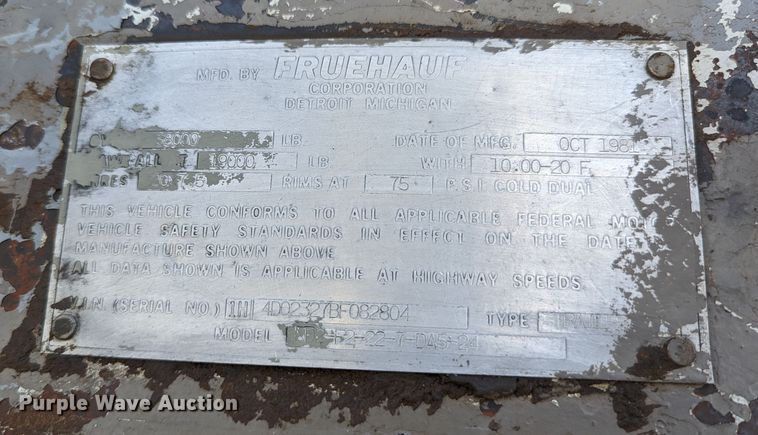 image for item LM9797 1981 Fruehauf ND2-F2-22-7-DA5-24  end dump trailer