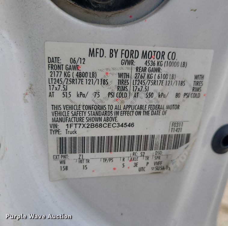 image for item DC6037 2012 Ford F250 Super Duty  SuperCab pickup truck