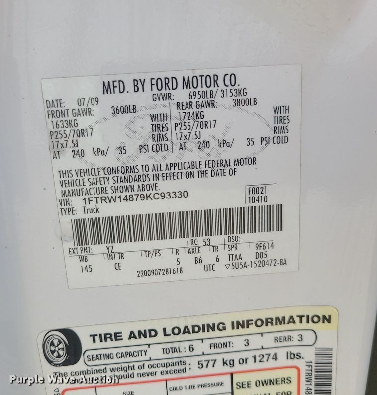 image for item DC6038 2009 Ford F150  SuperCrew pickup truck