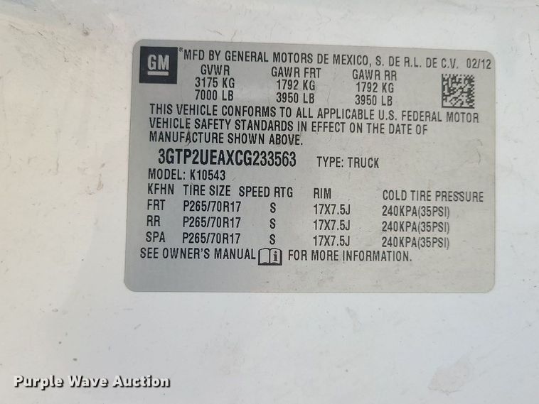 image for item DC6039 2012 GMC 1500  Crew Cab pickup truck