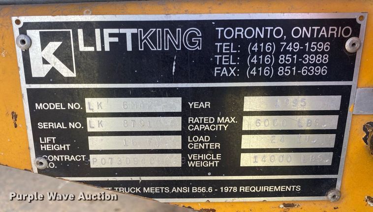 image for item DI7831 1995 Lift King LK6M42  forklift