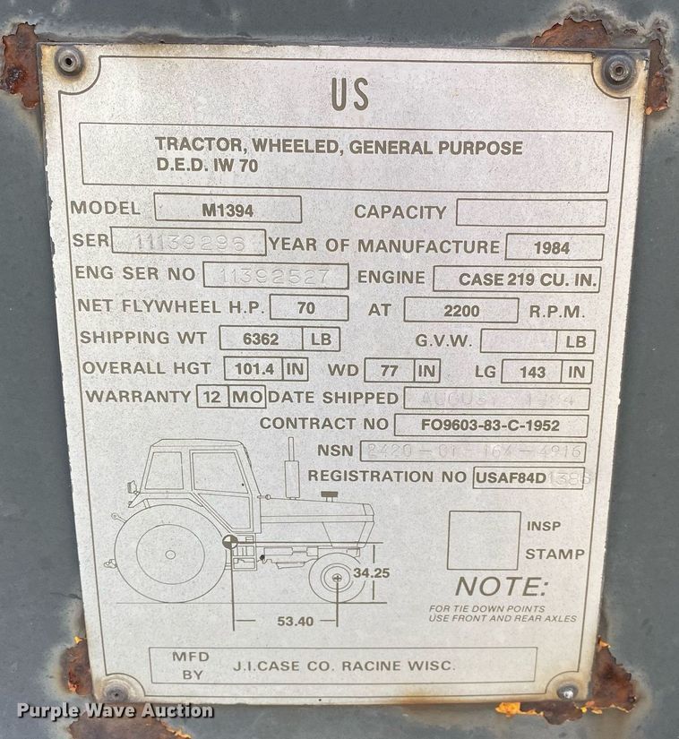 image for item DI7839 1984 Case M1394  tractor