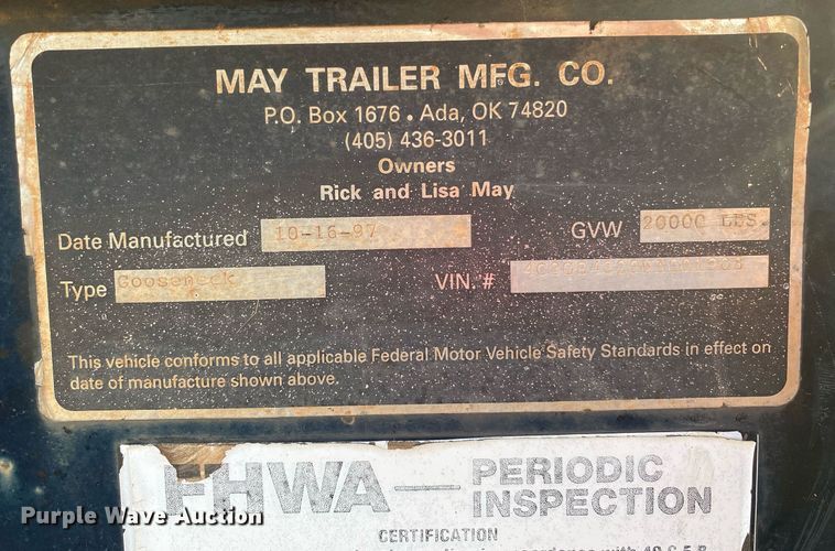 image for item DI7847 1998 May Trailer Co.  equipment trailer