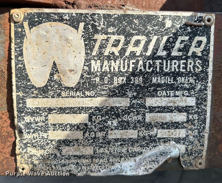 image for item DI7858 1984 Trailer Manufacturers  utility trailer