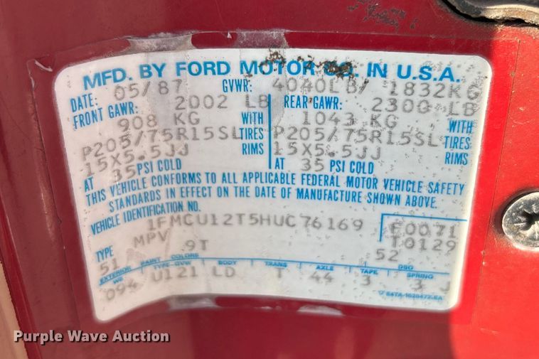 image for item DI7860 1987 Ford Bronco II  SUV