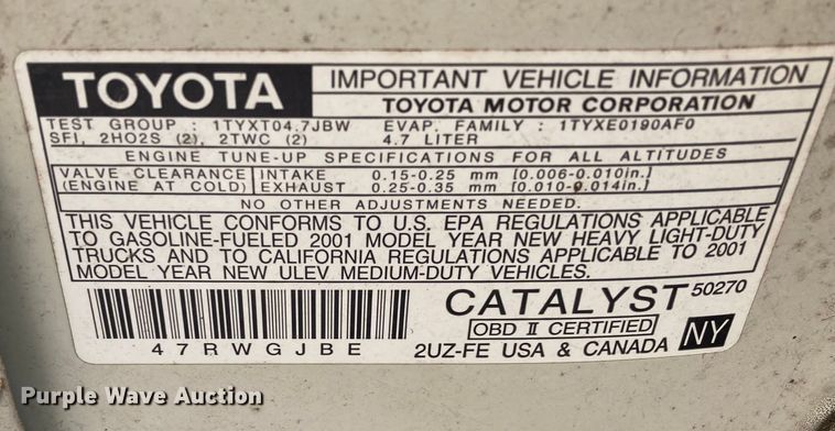 image for item DJ6177 2001 Toyota Sequoia  SUV