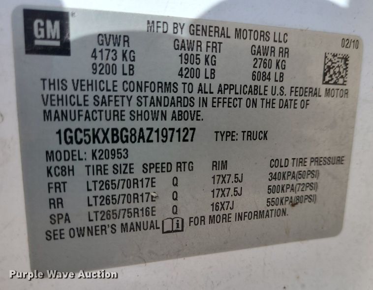 image for item DK1882 2010 Chevrolet Silverado 2500HD  Ext. Cab pickup truck