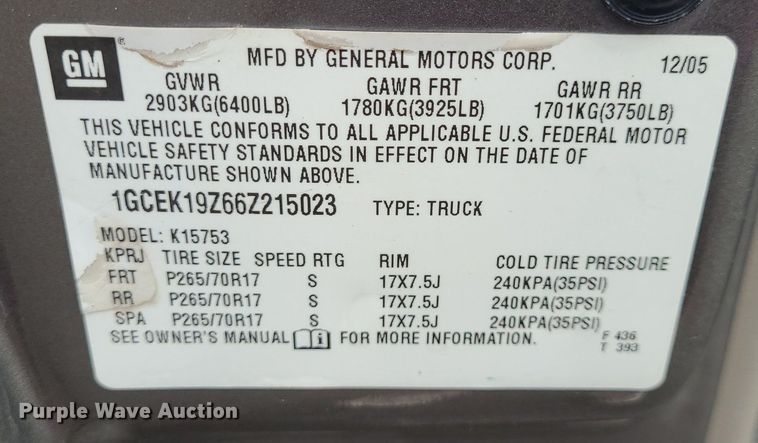 image for item DK1887 2006 Chevrolet Silverado 1500  Ext. Cab pickup truck