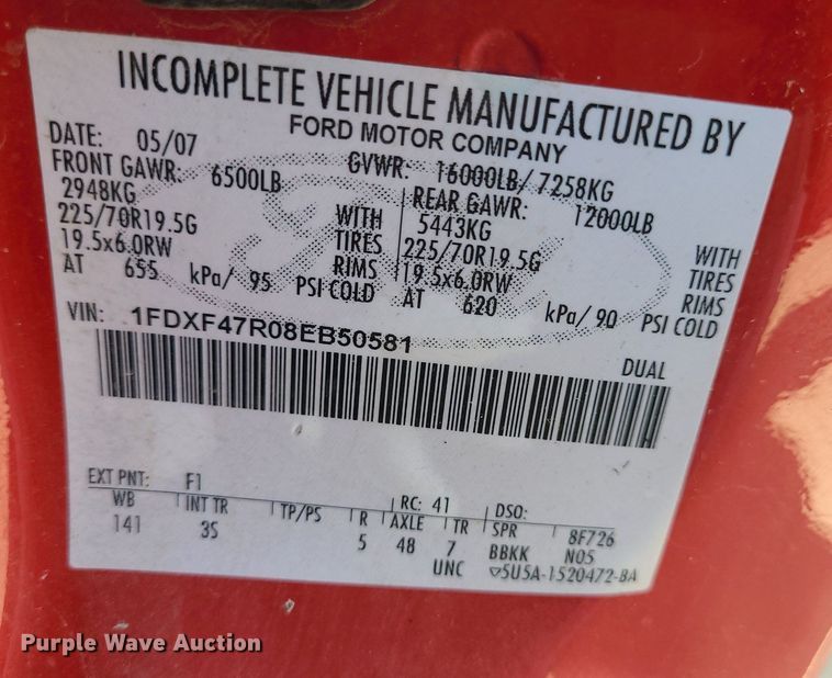 image for item DK1891 2008 Ford F450 Super Duty XLT  flatbed truck