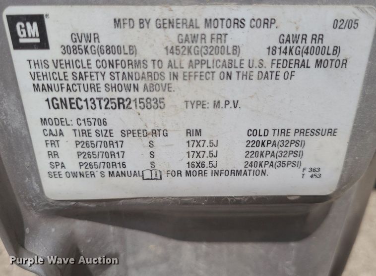 image for item DK1951 2005 Chevrolet Tahoe LT  SUV