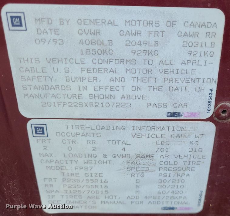 image for item DK1954 1994 Chevrolet Camaro