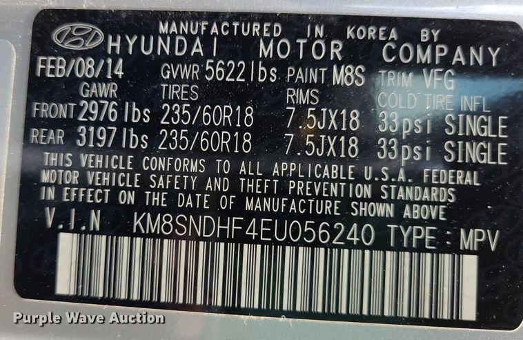 image for item DK1973 2014 Hyundai Santa Fe Limited  SUV