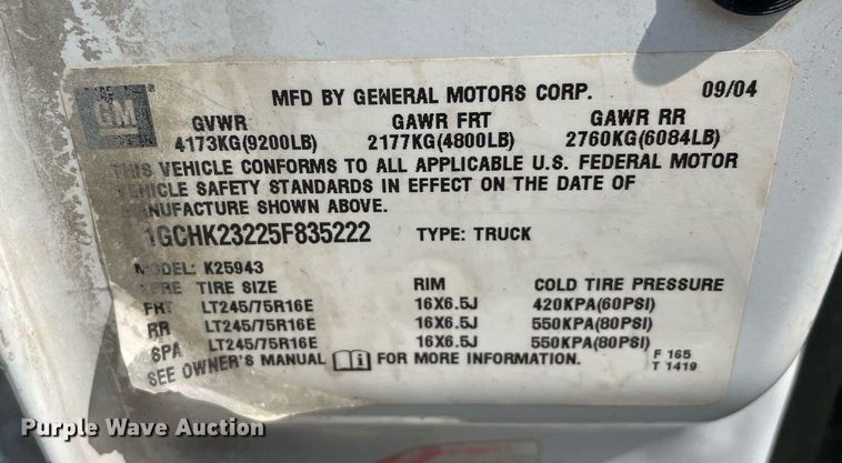 image for item DL3786 2005 Chevrolet Silverado 2500HD  Crew Cab pickup truck