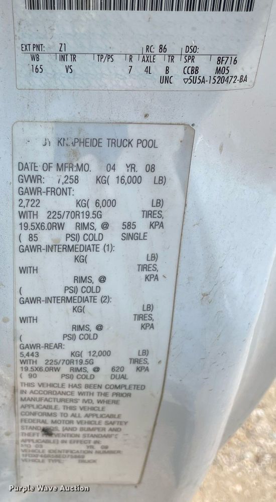 image for item DL3787 2008 Ford F450 Super Duty XL  utility / service truck