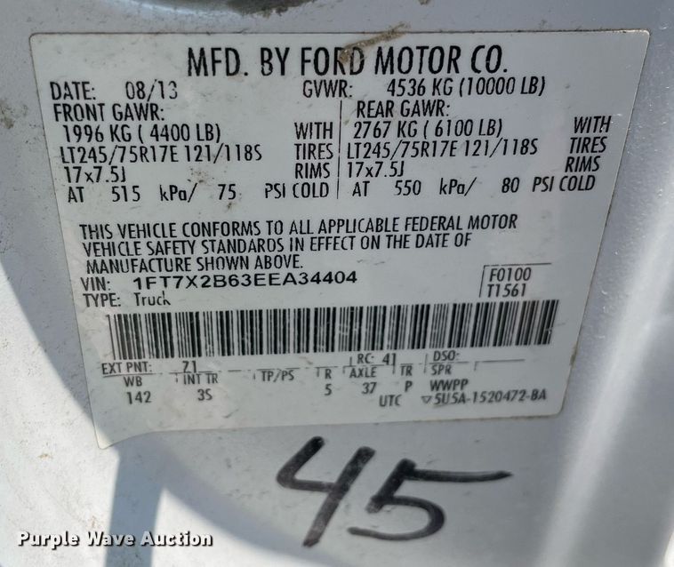 image for item DL3790 2014 Ford F250 Super Duty XLT  SuperCab pickup truck