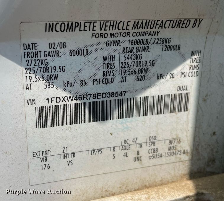 image for item DL3791 2008 Ford F450 Super Duty XL  Crew Cab utility / service truck