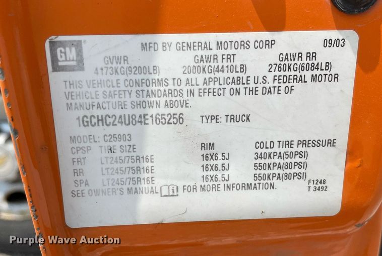 image for item DL3795 2003 Chevrolet Silverado 2500HD  utility bed pickup truck