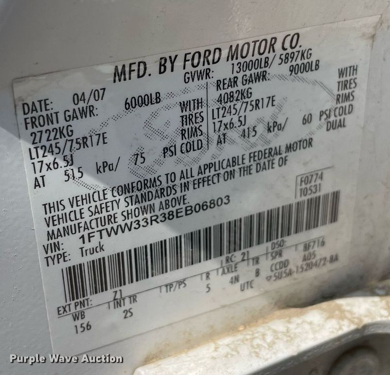 image for item DL3796 2008 Ford F350 Super Duty XLT  Crew Cab pickup truck