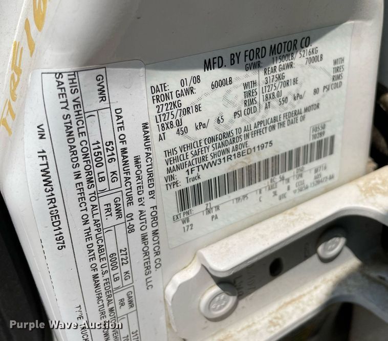 image for item DL3797 2008 Ford F350 Super Duty  Crew Cab pickup truck