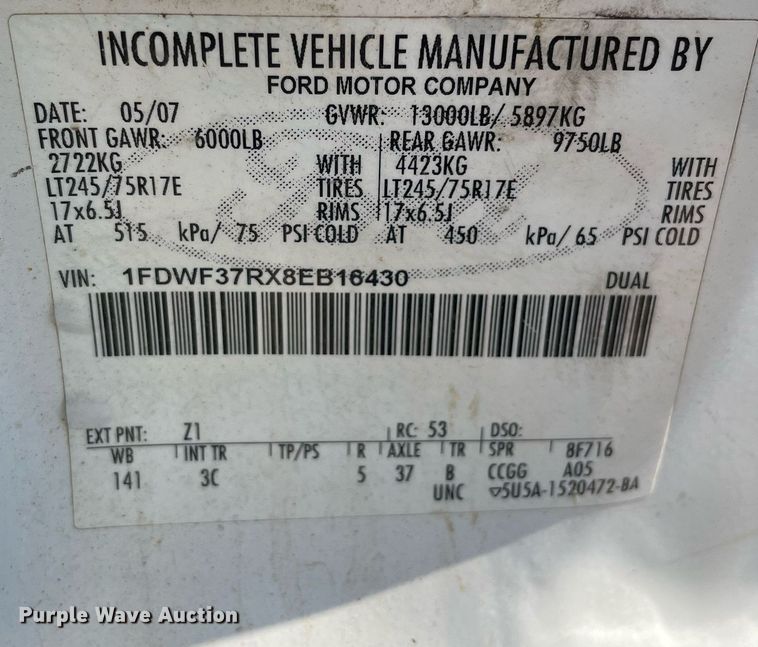 image for item DL3802 2008 Ford F350 Super Duty XLT  dump bed pickup truck