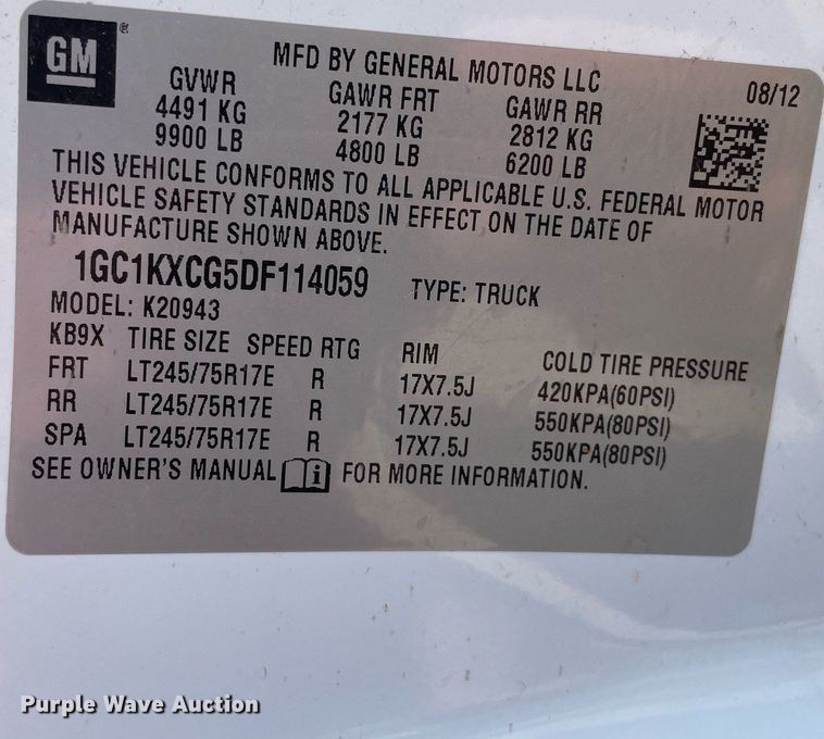 image for item DL3804 2013 Chevrolet 2500HD  Crew Cab pickup truck