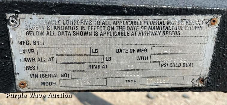 image for item DL3822 2009 Rettig 14SA  utility trailer