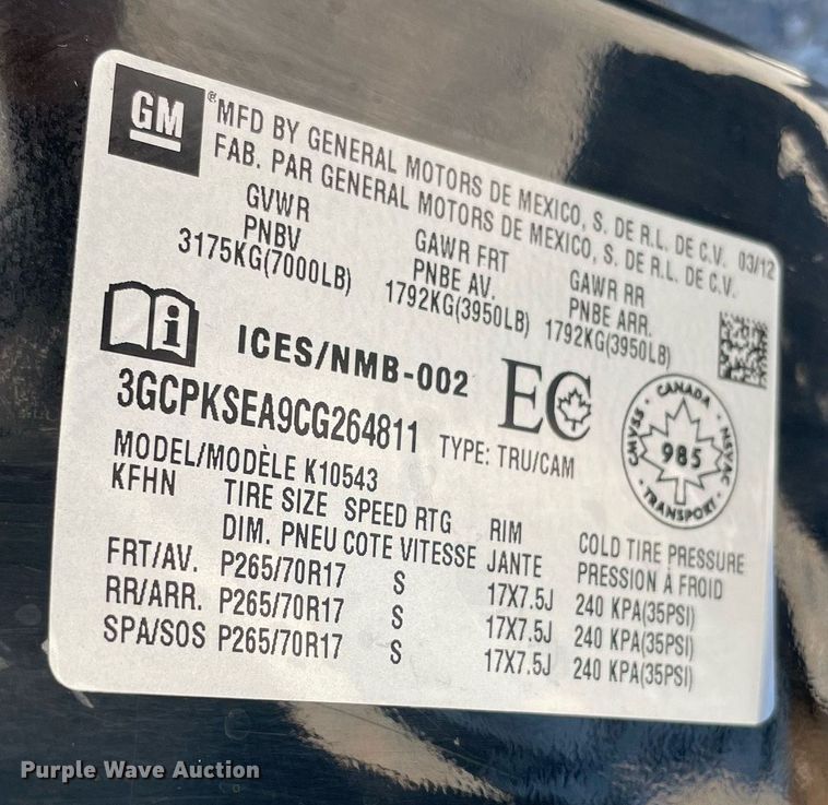 image for item DM0285 2012 Chevrolet Silverado 1500  Crew Cab pickup truck