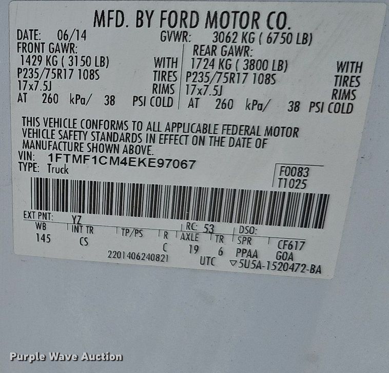 image for item DO2839 2014 Ford F150 XL  pickup truck