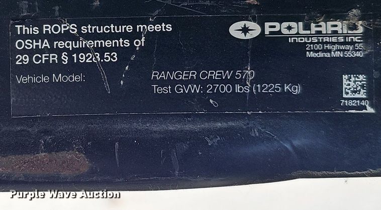 image for item DO2840 2016 Polaris Ranger Crew  utility vehicle