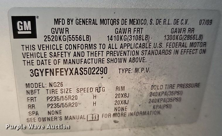 image for item DO2845 2010 Cadillac SRX 4  SUV