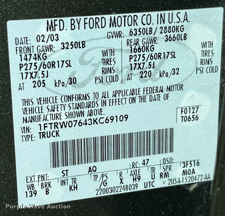 image for item DP0522 2003 Ford F150 King Ranch  SuperCrew pickup truck