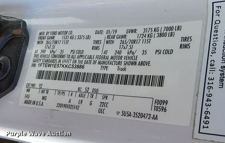 image for item DP3282 2019 Ford F150  SuperCrew pickup truck