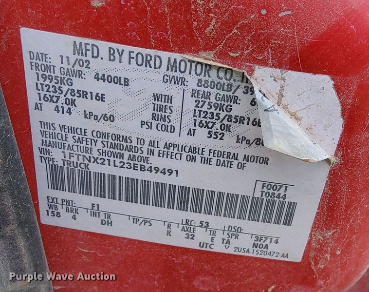 image for item DP3286 2003 Ford F250 Super Duty  SuperCab pickup truck