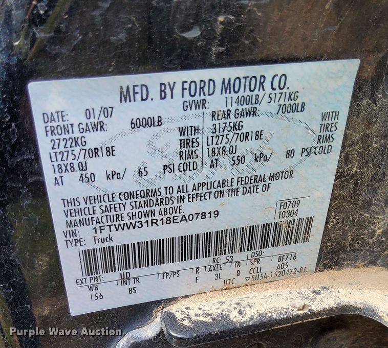 image for item DP3289 2008 Ford  F350 Super Duty  Crew Cab pickup truck