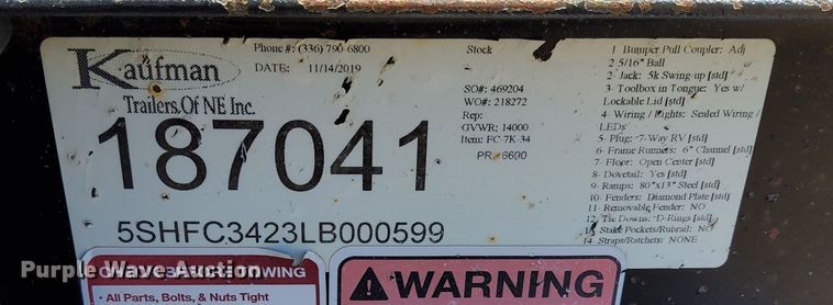 image for item DP3308 2020 Kaufman C34  car carrier