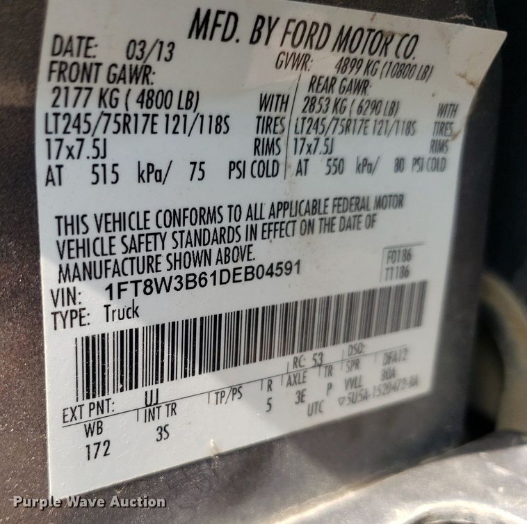 image for item DP8076 2013 Ford F350 Super Duty XLT  Crew Cab pickup truck