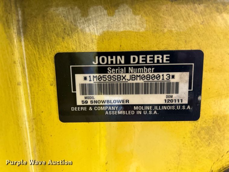 image for item DR4727 John Deere 59  snow blower