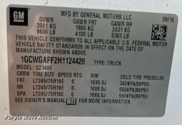 image for item DR4733 2017 Chevrolet Express 2500  van