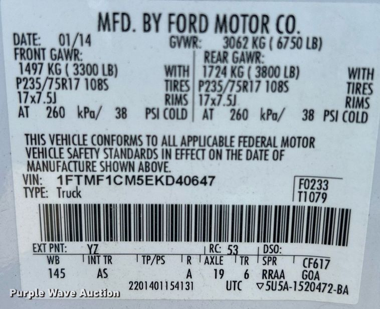 image for item DR4736 2014 Ford F150 XL  pickup truck