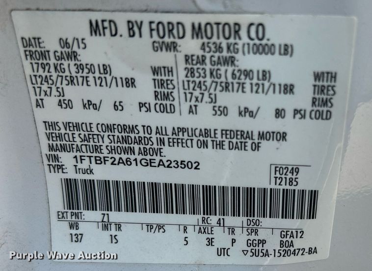 image for item DR4737 2016 Ford F250 Super Duty XL  pickup truck