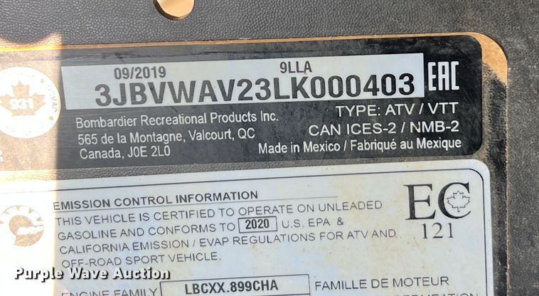 image for item DR5736 2020 Can-Am Maverick XMR  utility vehicle