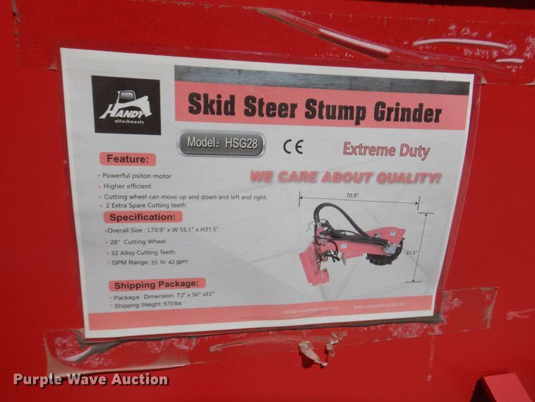 image for item DS5625 2023 Handy HSG28  skid steer stump grinder
