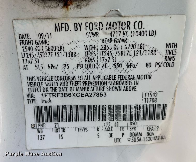 image for item DS8752 2012 Ford F350 Super Duty XL  flatbed pickup truck