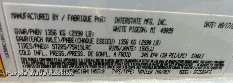 image for item DS8826 2022 Interstate SFC58SAFS  enclosed cargo trailer