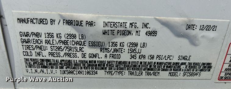 image for item DS8831 2022 Interstate SFC58SAFS  enclosed cargo trailer