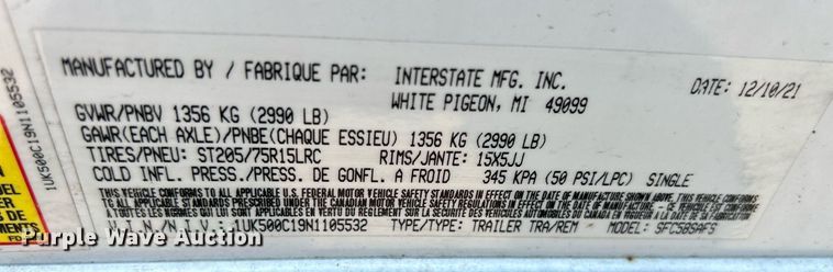 image for item DS8901 2022 Interstate SFC58SAFS  enclosed cargo trailer