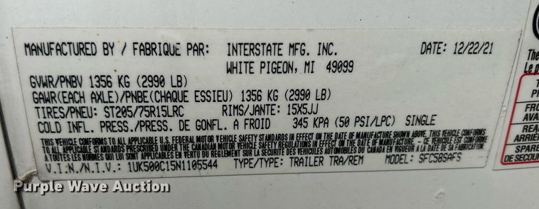 image for item DS8906 2022 Interstate SFC58SAFS  enclosed cargo trailer