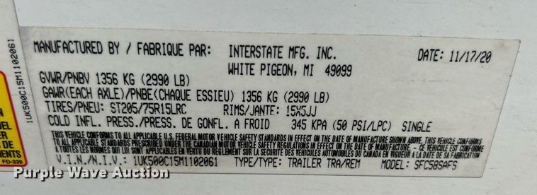 image for item DS8907 2021 Interstate SFC58SAFS  enclosed cargo trailer