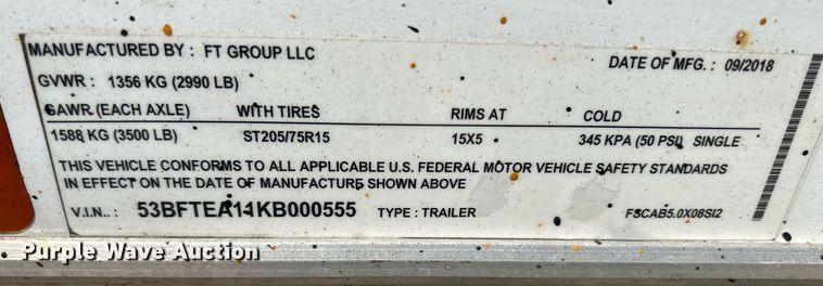 image for item DS8910 2019 Formula Trailers  enclosed cargo trailer