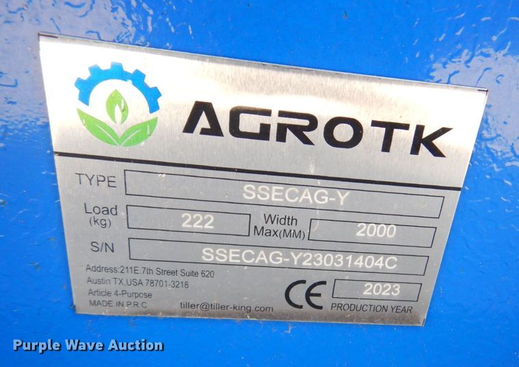 image for item IB9549 2023 Agrotk SSECAG-Y  skid steer auger